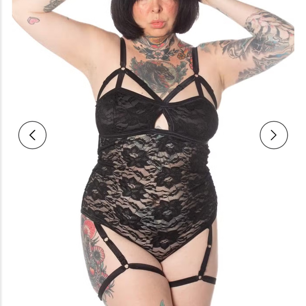 Solstice Intimates WHITE lace ouvert harness bodysuit lingerie - never worn - XL